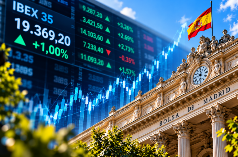 El Ibex 35 acelera su recuperación y se acerca a los 19.400 puntos con Acciona, Indra y Solaria al alza